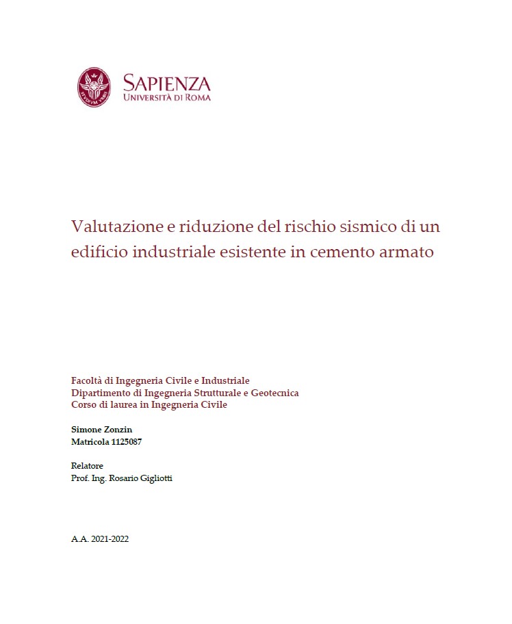 VALUTAZIONE E RIDUZIONE DEL RISCHIO SISMICO DI UN EDIFICIO INDUSTRIALE ESISTENTE IN CEMENTO ARMATO