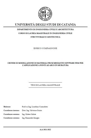 CRITERI DI MODELLAZIONE DI MATERIALI FRCM MEDIANTE SOFTWARE FEM PER L’APPLICAZIONE A PONTI AD ARCO IN MURATURA